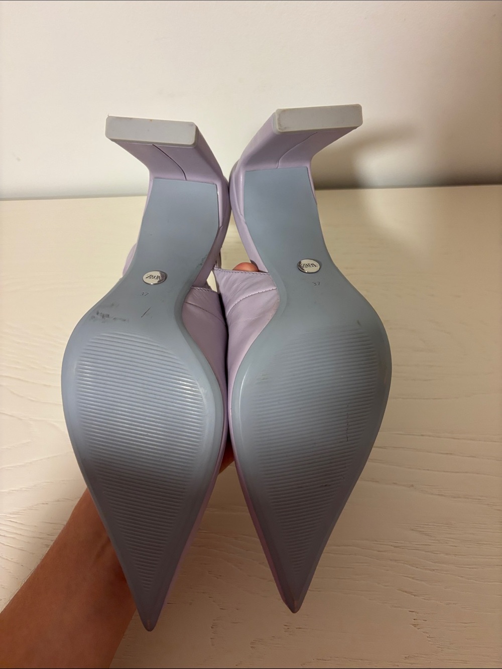 Zara Lilac Braided Slingback Pointed Block Heels - Picture 3 of 4